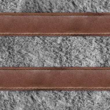 Deri kayışlı açık gri yün kürkün kusursuz 4k fotoğraf malzemesi dokusu.