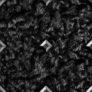 Siyah astrakhan kürkünün pürüzsüz 4k fotoğraf dokusu ve çivi örgüsü..