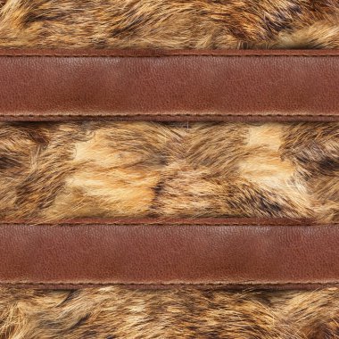 Pürüzsüz 4k fotoğraf malzemesi. Deri kayışlı kahverengi kürk..