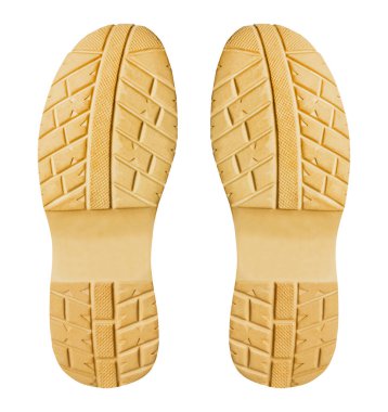 Beyaz arka planda bej renkli lastik bot koruyucusunun izole edilmiş fotoğrafı..