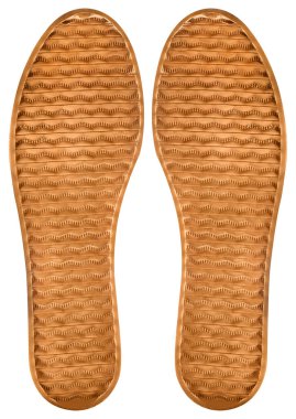 Kahverengi renkli lastik ayakkabı koruyucusunun beyaz arka planda desenli izole edilmiş fotoğrafı..