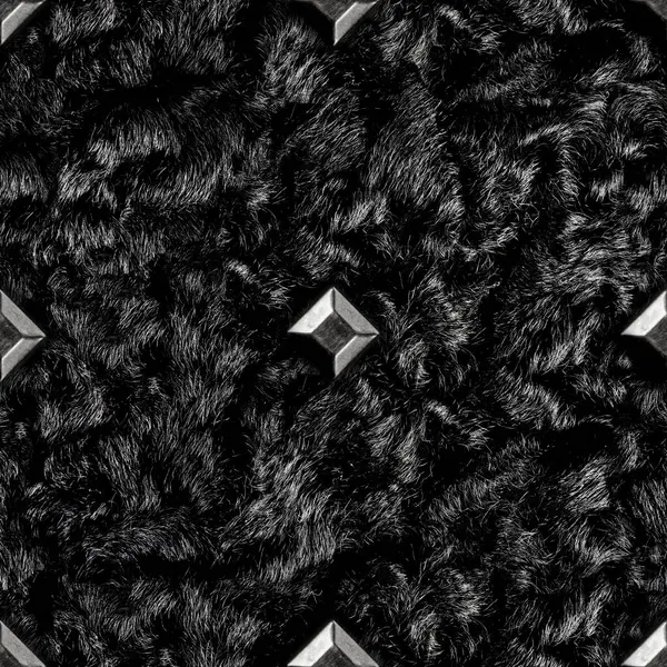 Siyah astrakhan kürkünün pürüzsüz 4k fotoğraf dokusu ve çivi örgüsü..