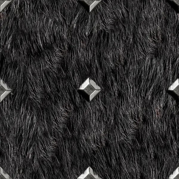 Siyah kürk ya da metal çivili saç materyalinin kusursuz 4k fotoğraf dokusu.