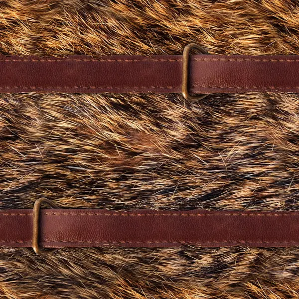 Kayışlı ve koşum takımlı ıslak kahverengi kürkün kusursuz 4k fotoğraf dokusu.