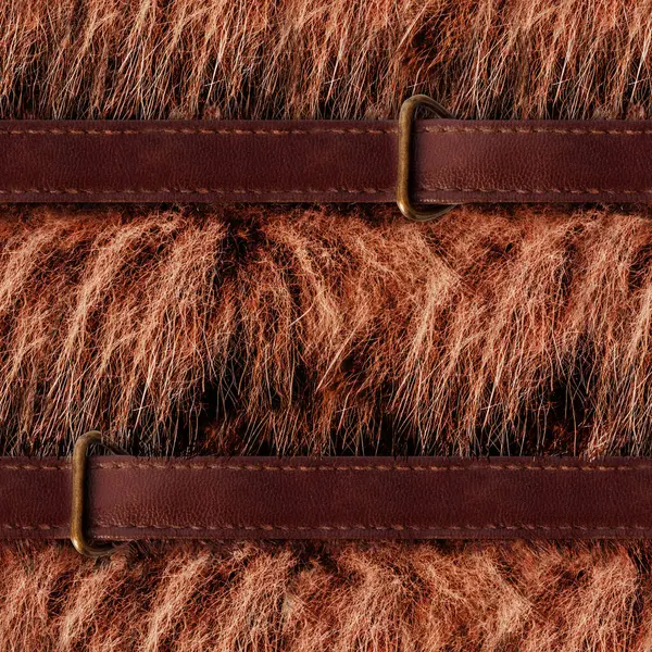 Açık kahverengi kürklü, kayışlı ve bronz kayışlı 4k fotoğraf dokusu.