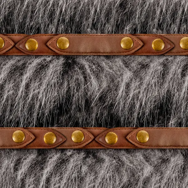 Açık gri tüylü, deri kayışlı ve pirinç perçinli, pürüzsüz 4k fotoğraf dokusu..