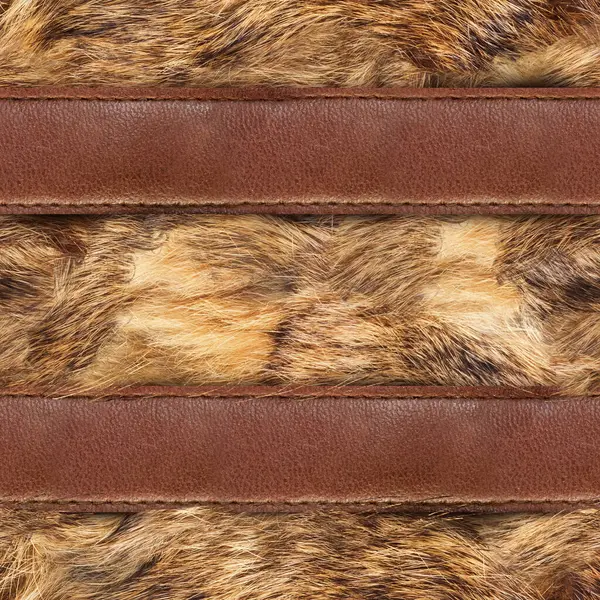 Pürüzsüz 4k fotoğraf malzemesi. Deri kayışlı kahverengi kürk..