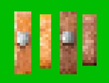 İzole edilmiş piksel sanatı. Yeşil ekran arka planında kahverengi deri kayış tutacağının 8 bit dokusu..