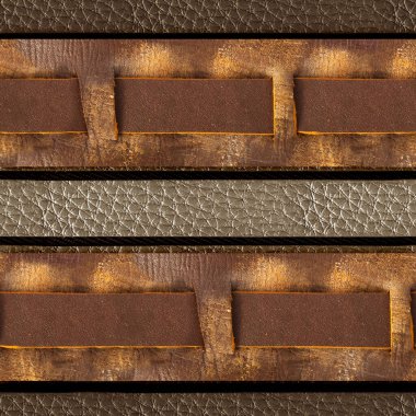 Aşınmış, çizilmiş, kahverengi ve gümüş renkli deri kayışlı, deriden yapılmış, pürüzsüz 4k fotoğraf dokusu..