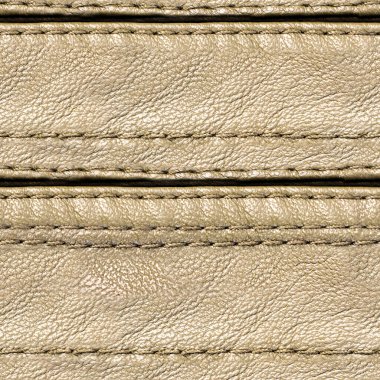 Fildişi rengi deri dikişli kayış yüzeyinin kusursuz 4k fotoğraf dokusu..