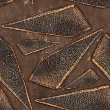 Yanmış mozaik parçalarla eskimiş, kahverengi deri çizilmiş, kusursuz 4k fotoğraf dokusu..