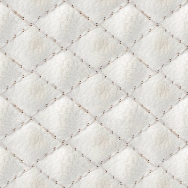 Dikişleri olan, beyaz renkli deri yüzeyli, kusursuz 4k fotoğraf dokusu. Zırh dokusu materyali.