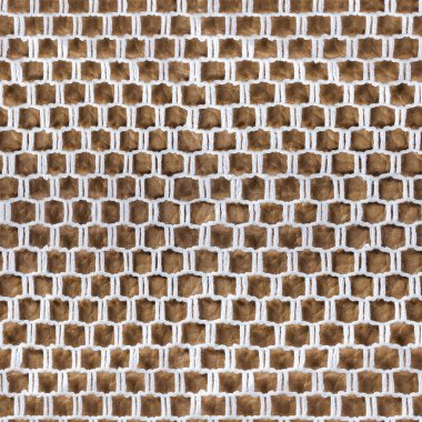 Açık kahverengi deri yüzey üzerinde beyaz pamuk renkli ağ kumaşından kusursuz 4k fotoğraf dokusu..