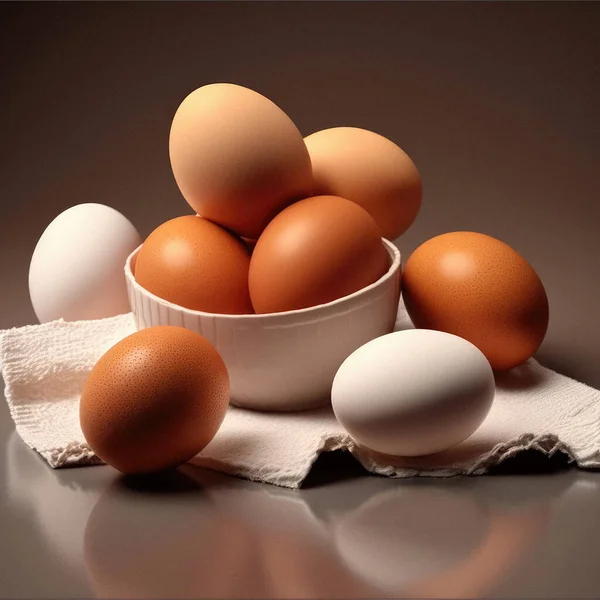 Αυγά Κότας Στο Τραπέζι Γεωργικά Προϊόντα Φυσικά Αυγά Λήψη Φωτογραφίας — Φωτογραφία Αρχείου