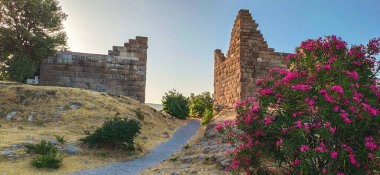 Bodrum, Türkiye 'deki Antik Myndos Kapısı. Güzel Antik Myndos Geçidi Tarihi turistik geziler için bir yer. Fotoğraf indir