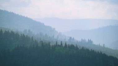 Mountains under mist in the morning Amazing nature scenery. Tourism and travel concept image, Fresh and relax type nature image download clipart