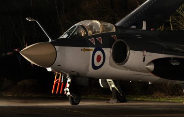 Elvington, York, İngiltere, Mart 2023. Blackburn Buccaneer, 1950 'lerde Kraliyet Donanması için tasarlanmış bir İngiliz uçak gemisi..