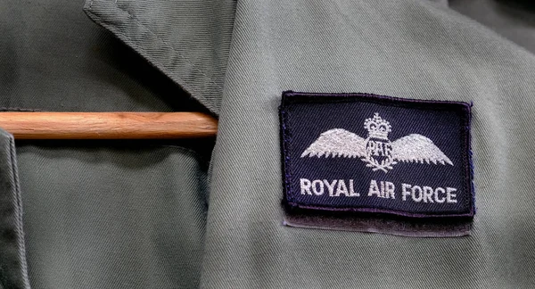 stock image Elvington, York, UK, March 2023. RAF flight badge on overalls.