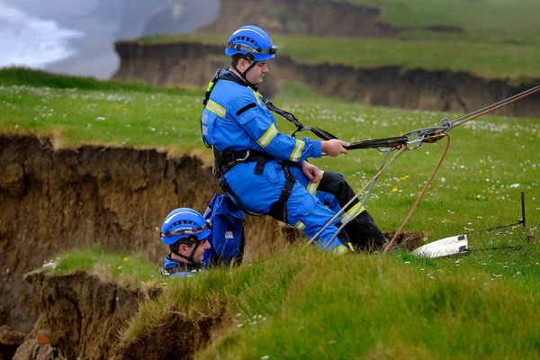 Skipsea Yorkshire May 2023 Coastguard Cliff Rescue Member Public Who — Stock Photo, Image