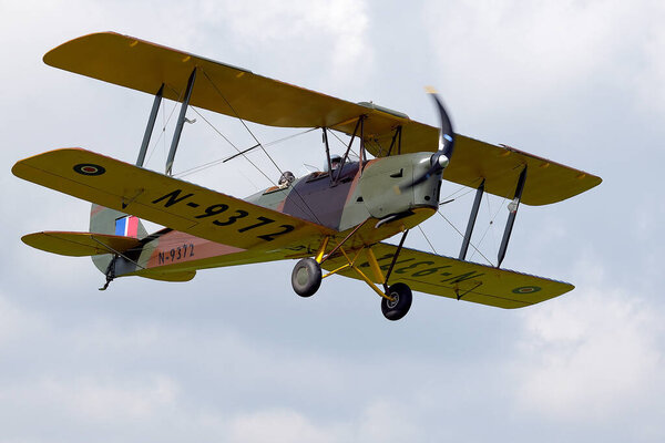 Breighton, Yorkshire, UK. May 2023. Civilian light aircraft on private airfield. Tiger moth.