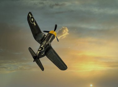 Zafer Şovu. Leicester, İngiltere, Eylül 2023. Yaşayan ikinci dünya savaşı tarihi gösterisi ve hava gösterisi. Vought F4U Corsair, 2. Dünya Savaşı ve Kore Savaşı 'nda görev yapmış bir Amerikan savaş uçağı..