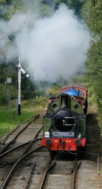 Kuzey Yorkshire Mors demiryolu, Goathland, Yorksahire, İngiltere, Ekim 2023. Buharlı lokomotif festivali galası hafta sonu.