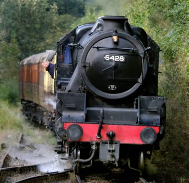 Kuzey Yorkshire Mors demiryolu, Goathland, Yorksahire, İngiltere, Ekim 2023. Buharlı lokomotif festivali galası hafta sonu.