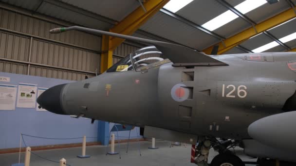 Newark Hava Müzesi Nottinghamshire Ngiltere Şubat 2024 Harrier Jeti Ngilizce — Stok video