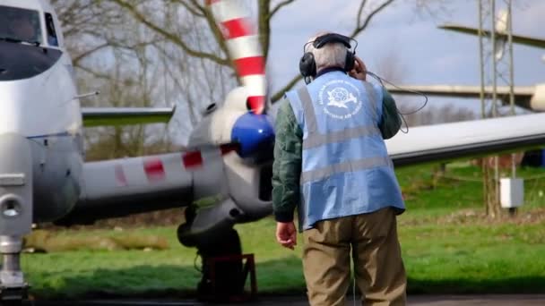 Yorkshire Air Museum Elvington York Inggris Maret 2024 Mesin Menyala — Stok Video