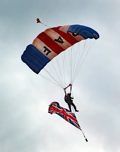 stock image The Falcons are the UKs premier military parachute display team, based at RAF Brize Norton, Oxfordshire, they display at venues all over Britain and Europe throughout the year. 