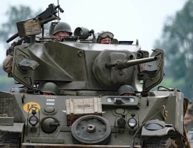 Vivtory Show, Leicester, İngiltere. Ağustos 2024. M3 Stuart / light tank M3, II. Tankın geliştirilmiş bir versiyonu, İngiliz ve diğer Cumhuriyet güçlerine tedarik edilmek üzere 1942 yılında M5 olarak hizmete girdi..