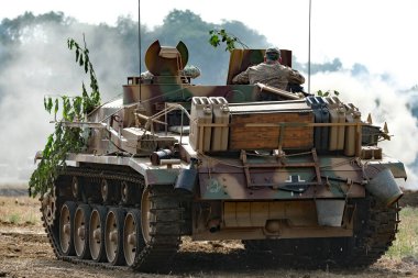 Zafer Şovu, Leicester, İngiltere. Ağustos 2024. Sturmgeschtz III, Almanya 'nın II. En çok üretilen zırhlı savaş aracı ve ikinci en çok üretilen Alman zırhlı savaş aracıydı.. 