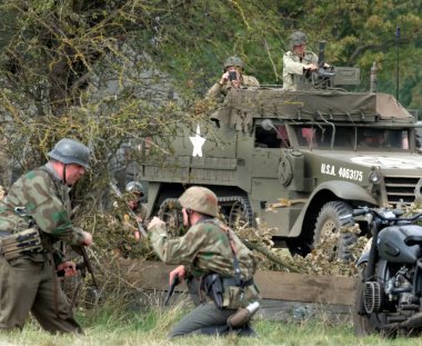 Yorkshire Wartime Show. doncaster, Yorkshire, UK. August 2025. Vintage military reenactment show for the 20th centurt specialising in WW2. American, British and German participants. Tanks, trucks, jeeps and many other vehicles.