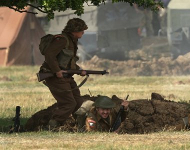 Yorkshire Wartime Show. doncaster, Yorkshire, UK. August 2025. Vintage military reenactment show for the 20th centurt specialising in WW2. American, British and German participants. Tanks, trucks, jeeps and many other vehicles.