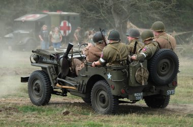 Yorkshire Wartime Show. doncaster, Yorkshire, UK. August 2025. Vintage military reenactment show for the 20th centurt specialising in WW2. American, British and German participants. Tanks, trucks, jeeps and many other vehicles.