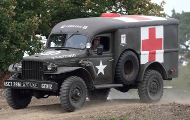 Yorkshire Wartime Show. doncaster, Yorkshire, UK. August 2025. Vintage military reenactment show for the 20th centurt specialising in WW2. American, British and German participants. Tanks, trucks, jeeps and many other vehicles.