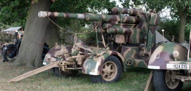 Yorkshire Wartime Show. doncaster, Yorkshire, UK. August 2025. Vintage military reenactment show for the 20th centurt specialising in WW2. American, British and German participants. Tanks, trucks, jeeps and many other vehicles.