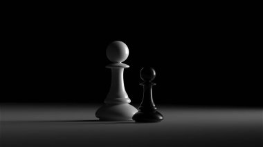 Chess pawn piece outstanding. Leadership concept. Unique individuality and standing out of crowd. 3d rendering