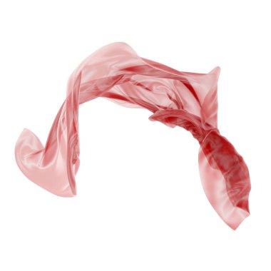 Abstract red cloth falling. Satin fabric flying in the wind. 3d rendering