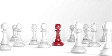 Chess pawn piece outstanding. Leadership concept. Unique individuality and standing out of crowd. 3d rendering