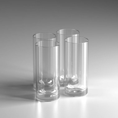 Realistic empty various glasses for alcohol. Drinks background. 3d rendering