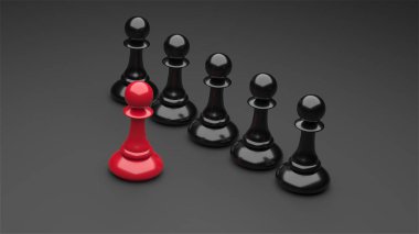 Chess pawn piece outstanding. Leadership concept. Unique individuality and standing out of crowd. 3d rendering
