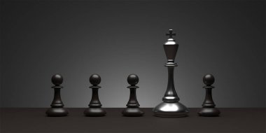 Chess king. Leader success concept. Business leader concept. 3d rendering