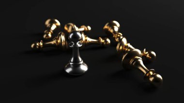 Chess pawn piece outstanding. Leadership concept. Unique individuality and standing out of crowd. 3d rendering