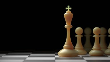 Chess king. Leader success concept. Business leader concept. 3d rendering