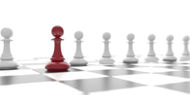 Chess pawn piece outstanding. Leadership concept. Unique individuality and standing out of crowd. 3d rendering