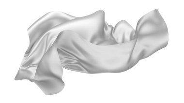 White fabric textile on wind. cloth fluttering. 3d rendering