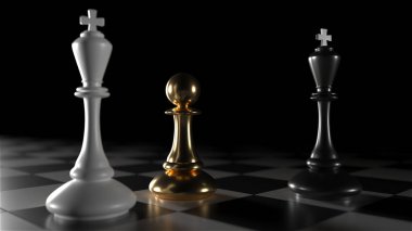 Chess king. Leader success concept. Business leader concept. 3d rendering