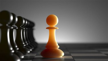 Chess pawn piece outstanding. Leadership concept. Unique individuality and standing out of crowd. 3d rendering