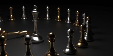 Chess king. Leader success concept. Business leader concept. 3d rendering